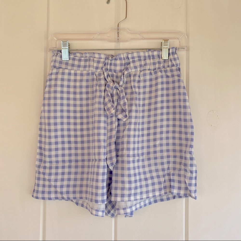 NWT Gingham paperbag waist shorts